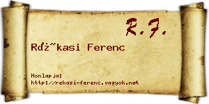 Rékasi Ferenc névjegykártya
